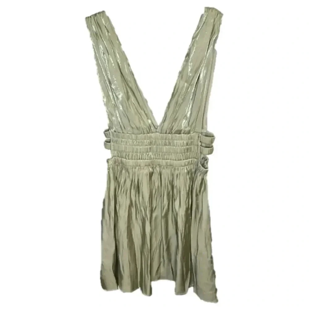 Heart & Heels Deep V Open Sides Shimmer Mini Swing Dress Size L